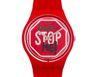 Swatch watch Gent DON'T STOP ME GR183 - Red Graffiti Design Watch - 34mm - perfect running condition