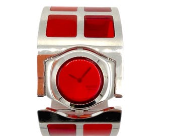 Swatch Irony Lady REDDIN YSS195HB - rare red / orange steel vintage lady watch - 25 mm diameter