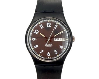1990 Swatch Gent KNIGHT Of The NIGHT GB716 - classic early 90s Swatch 34mm diameter watch