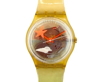 1999 Swatch Gent A Splash Of Summer GK318 - summer beach vibes 90s Swatch 34mm diameter watch
