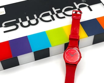 Swatch Gent INTENSE RED GR160 - new in special Swatch Color Codes box - new battery installed - 34mm diameter