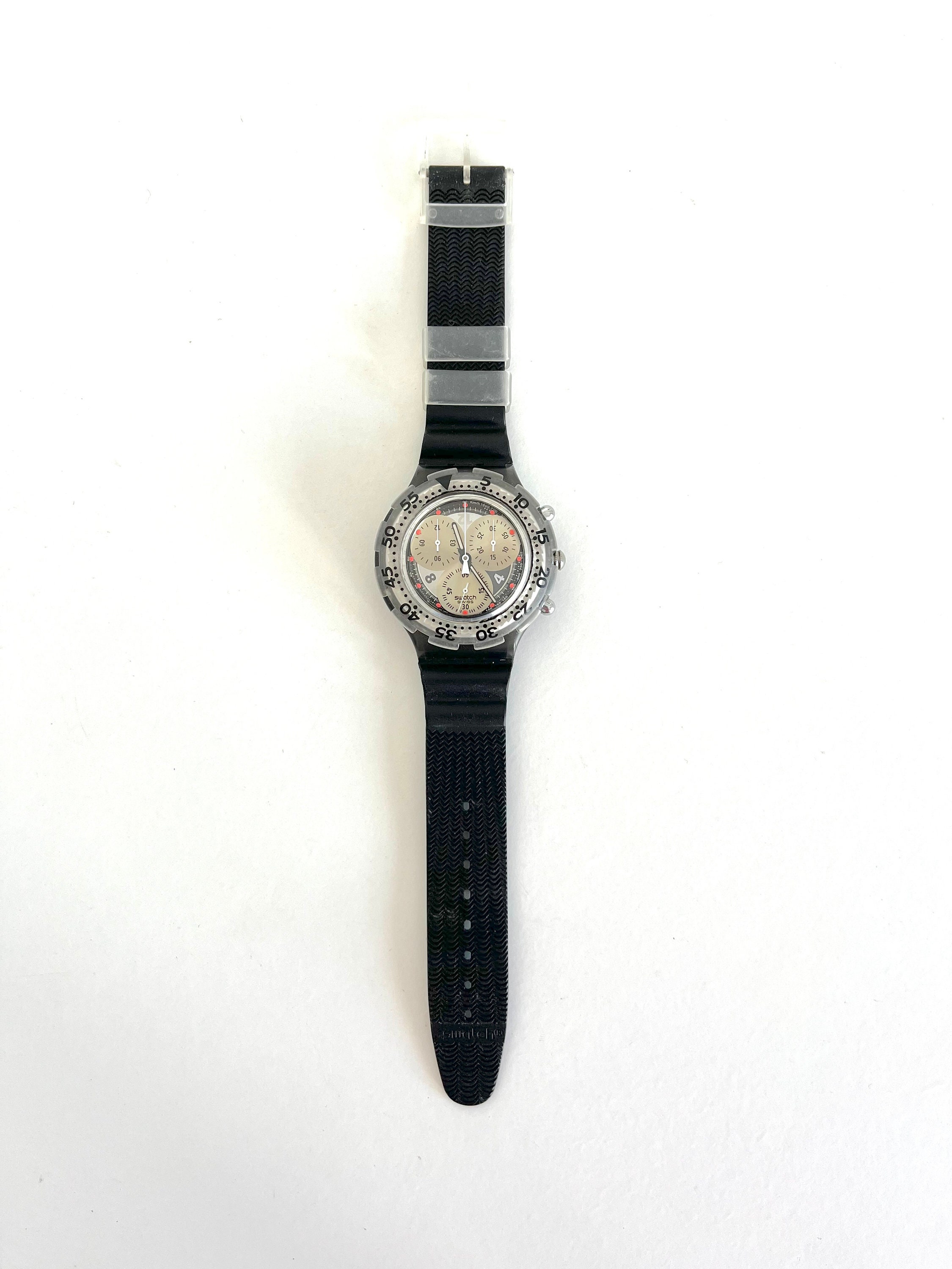 90年代のヴィンテージ スウォッチ アクア クロノ ONDA NERA SMB103 