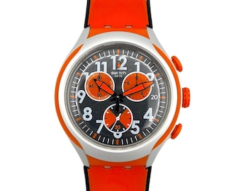 Swatch Irony XLite FEEL STRONG YYS4003 - 45mm bright orange Swiss chronograph watch