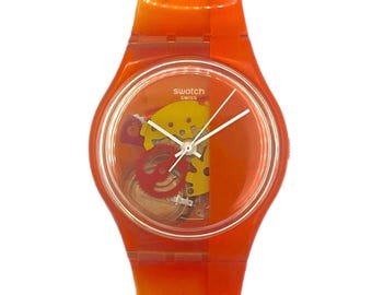 Swatch Watch-Orange Zeb Vintage Swatch NEW in Box Unworn 34mm ORANGE ZEB GO107 Zebra  main image 3