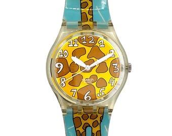 2003 Swatch STRETCHY GE119 - rare Giraffe-themed watch, excellent running condition