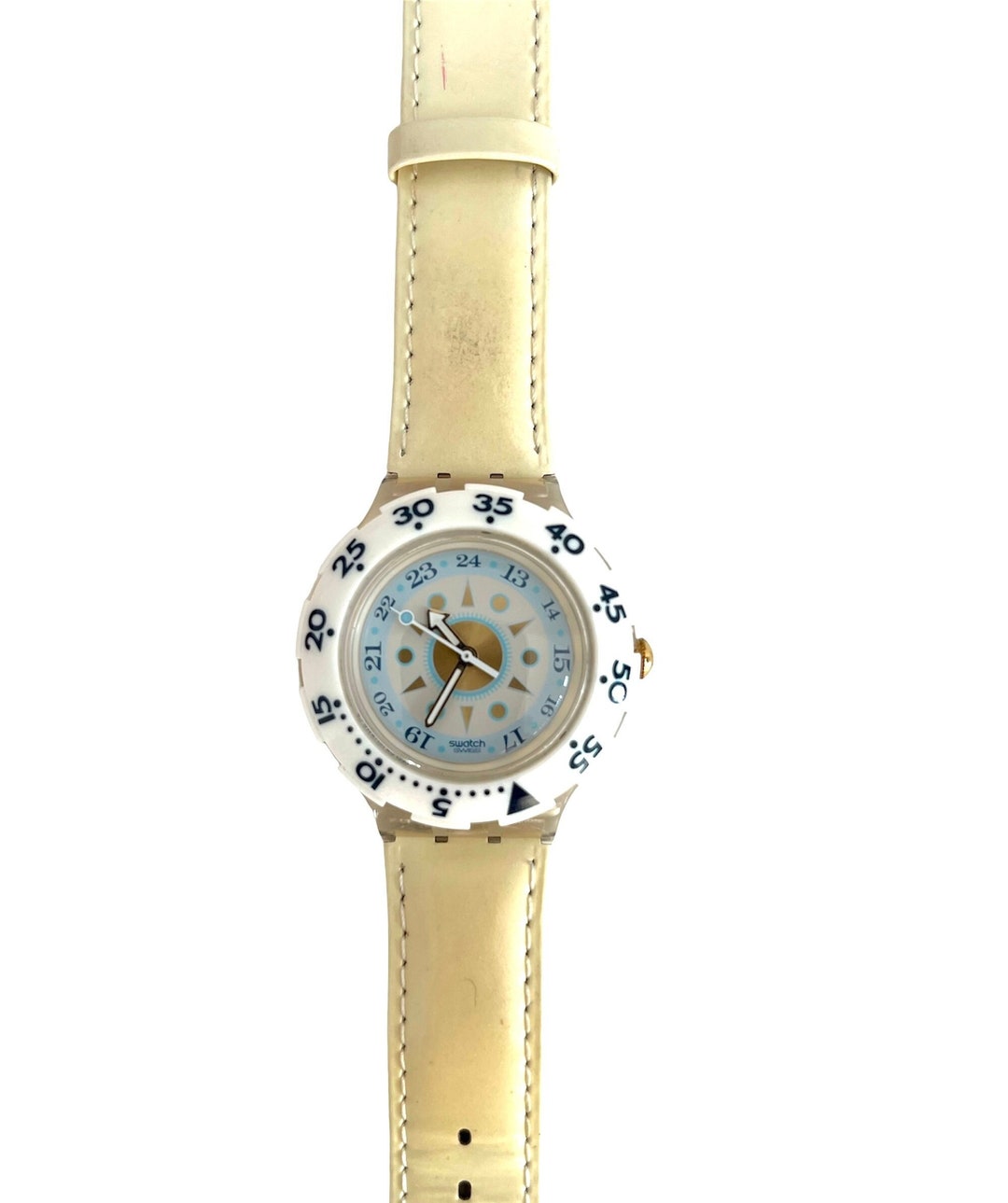 Vintage 1996 Swatch Scuba Creme De La Creme SDK126 - Leather Strap 