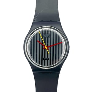 Swatch Watch - GA102 - PINSTRIPE Vintage Swatch Watch Pinstripe GA102 1985 | Retro spring  main image 3