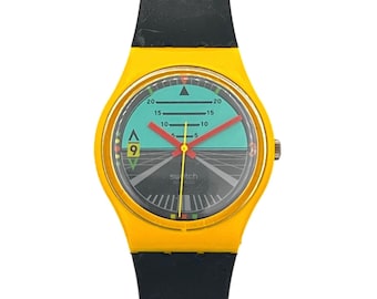 1987 Swatch Gent FOLLOW ME GJ101 - rare vintage 80s Swatch watch in perfect running condition