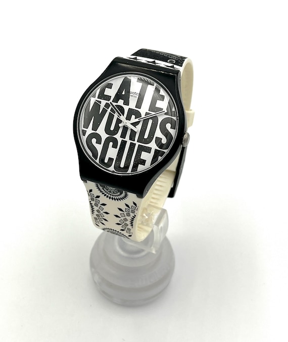 Swatch Watch - SUOZ124 - Words NEW Swatch Watch WORDS Artist Special SUOZ124 with Case  main image 4