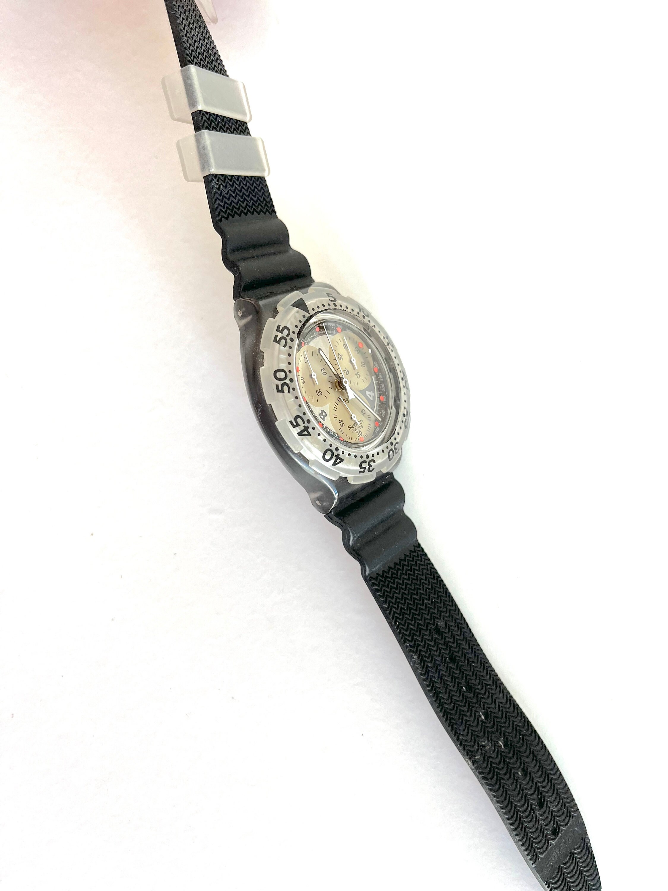 90年代のヴィンテージ スウォッチ アクア クロノ ONDA NERA SMB103 