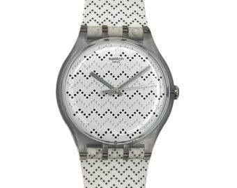 Swatch New Gent WAVEY DOTS SUOK108 - white large 41mm face watch