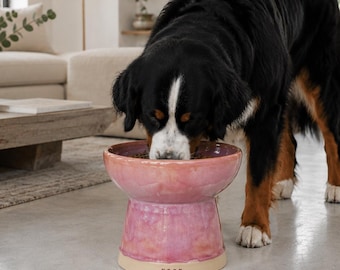 Comedero elevado para perros – Comedero de cerámica de gres hecho a mano para razas grandes - Tamaño gigante elevado