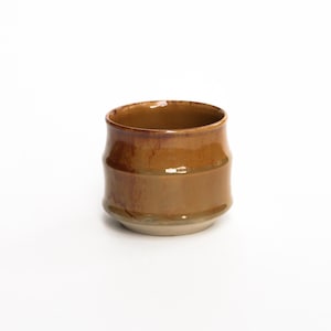 Xícaras Empilháveis de Bambu - Xícara de Cerâmica Wabi Sabi - Cor Âmbar Fogo