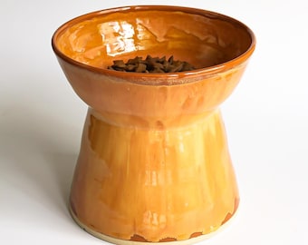 Raised Pet Bowl – Handmade Stoneware Ceramic Feeder - Big Size Elevated