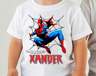 Personalized Spiderman Birthday Shirt, Custom Superhero Tee, Marvel Comics Tshirt, Spidey T-Shirt