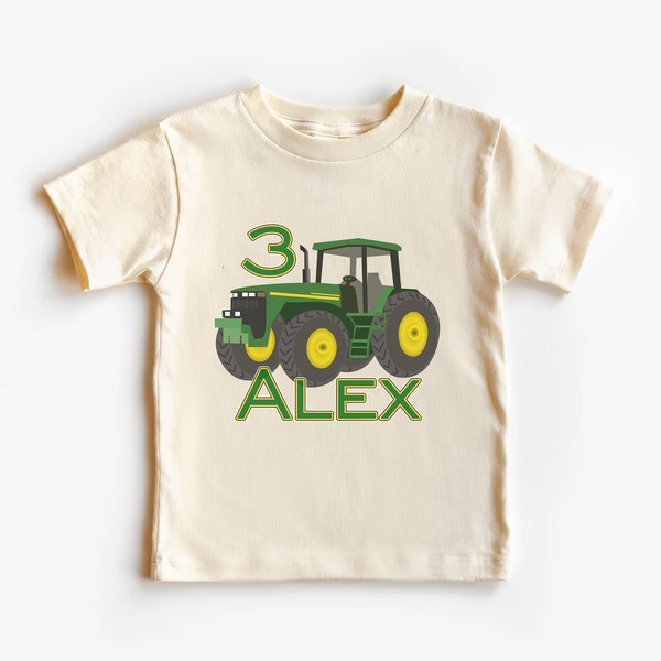Boys Custom Tractor Truck Birthday Shirt, John Deer Personalized Birthday Shirt, Little Farmer tshirt, Toddler Tractor Birthday Gift Tee
