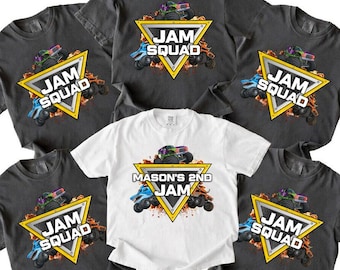 Custom Monster Truck Birthday Shirt, Jam Squad Shirts, Personalized Monster Truck Logo, Boys 2nd Birthday Party Tee