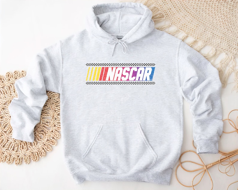 Classic Nascar Hoodie, Raceday Vintage Nascar Hoodie, Distressed Nascar Hoodie, Nascar Sweater, Retro Nascar Sweatshirt, Nascar Shirt Ash Grey