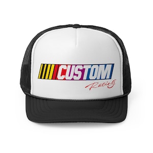 Custom race-truckerpet, unisex Nascar-pet, gepersonaliseerde racepet, aangepaste raceautopet, retro racetrucker, racedagpet