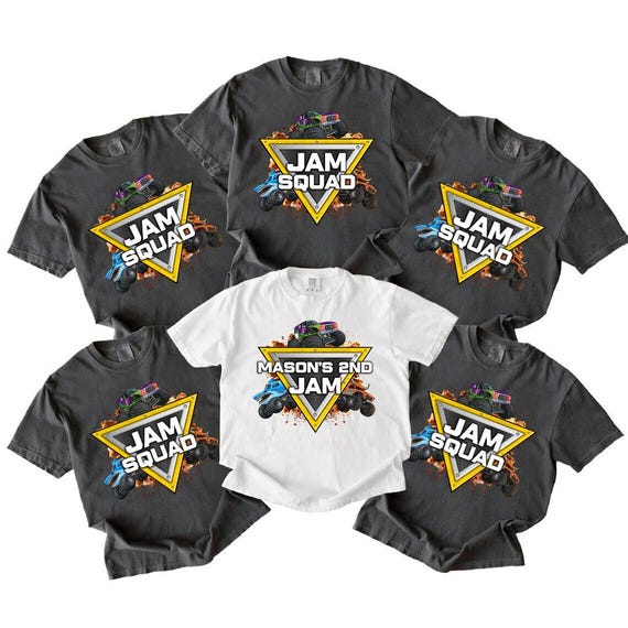 Custom Monster Truck Birthday Shirt, Jam Squad Shirts, Personalized Monster Truck Logo, Boys 2nd Birthday Party Tee