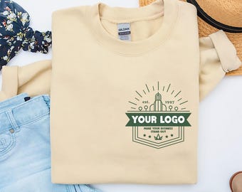 Custom Logo Sweater, Personalized Company Logo Sweatshirt, Custom Logo Pullover, Pocket Print Sweater, Business Logo Print, Personalized Tee