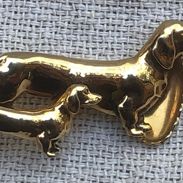 Dachshund and Pup Gold Tone Tie Clip/Scarf Holder by Hickok