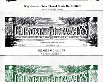 Revista Garden Gateways (Club de Jardinería de Georgia) 1940 - 3 números