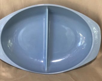 Cazuela/fuente para hornear Pyrex Delphyte Blue vintage con compartimentos