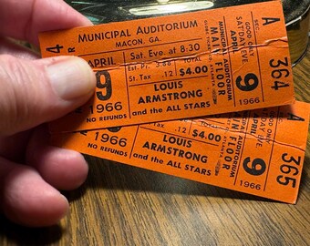 Entradas para el concierto de Louis Armstrong de 1966: Macon, GA - Par