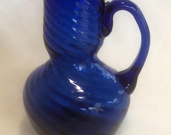 Botella de recuerdo de California, vidrio cobalto soplado a mano - 1937