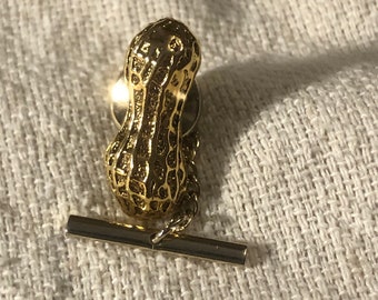 Vintage Gold Tone Peanut Tie Tack with Chain