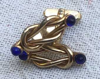 Lovers Knot Cufflinks with Blue Cabochon Stones