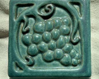Azulejos Pewabic Uvas y Vides Artes y Manualidades/Diseño Art Nouveau