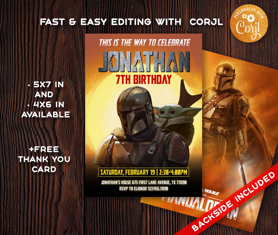 Printable Boy Girl Birthday Invitation Mandalorian Birthday - Etsy