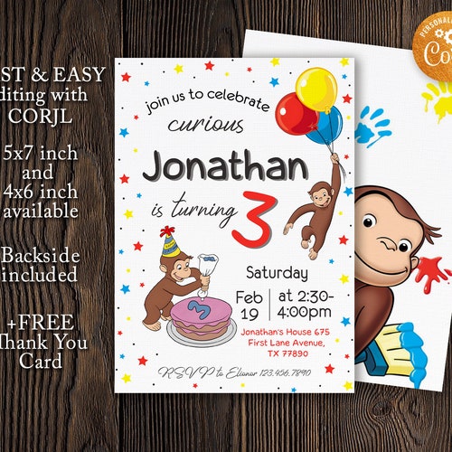 Curious Birthday Party Invitation printable Etsy