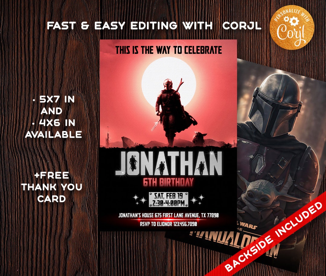Printable Boy Girl Birthday Invitation Mandalorian Birthday - Etsy