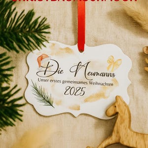 Personalized Christmas ornament family 2025, First Christmas married, Tree decoration name aluminum, Gift couple, Christmas tree decoration