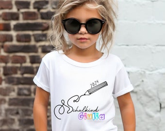 Personalisiertes Geschenk Einschulung, Softstyle T-Shirt mit Name, Schulkind 2024 Für Junge Und Mädchen, Schulanfänger, Schulbeginn