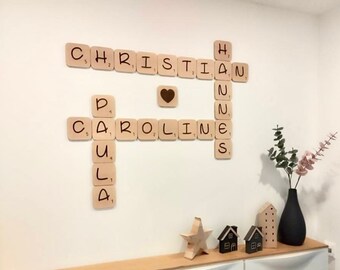 Scrabble wanddecoratie gepersonaliseerde letters naar keuze