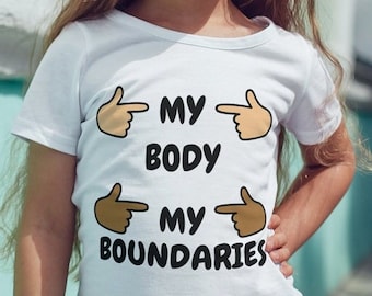 Mein Körper Meine Grenzen T-shirt für Kinder. Gender Neutral, Zustimmung und Respekt Empowerment Tee. Kinder Körper Autonomy Graphic Top.