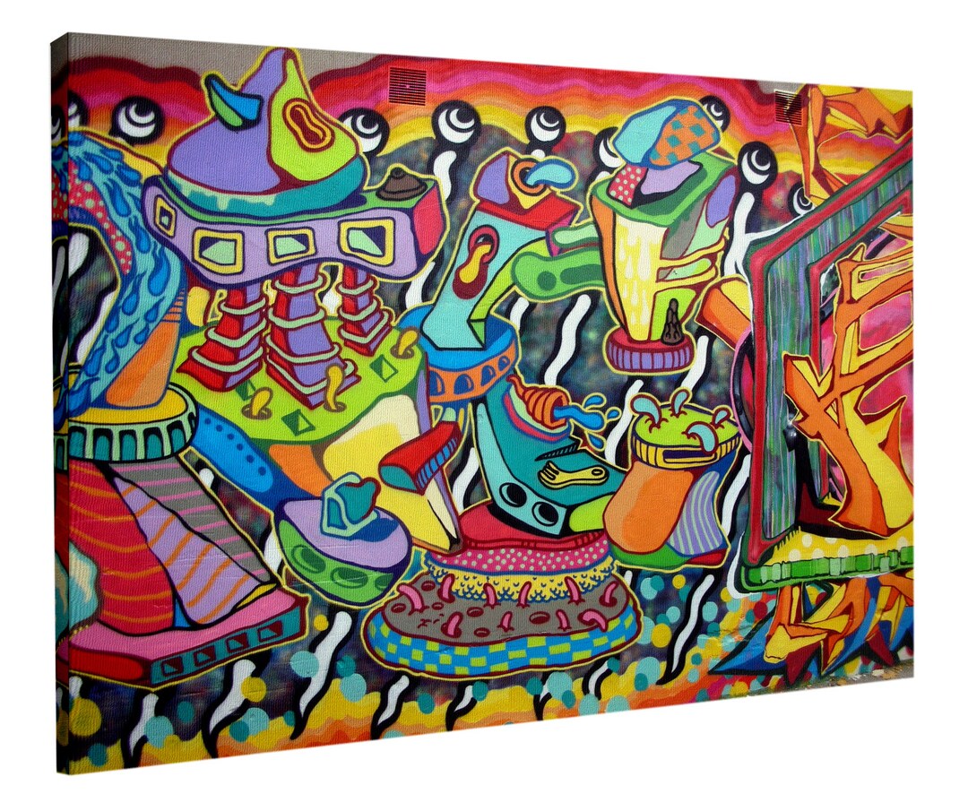 Graffiti Murals Framework Print on Quality Canvas Made in Etsy