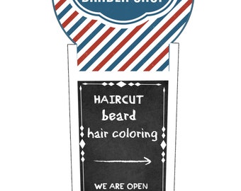 Barber shop hairdresser friseur Double-sided advertising sign blackboard type easel CA14