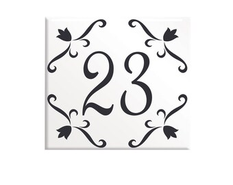 House number Personalized villa plaque tile 15 x 15 cm with your writing C14