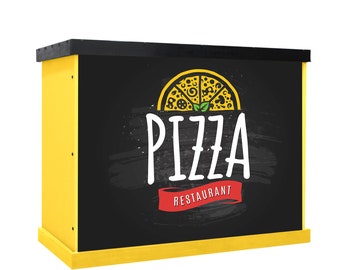 Comptoir pizzeria, caisse de magasin personnalisable en bois massif, comptoir présentoir, comptoir d'accueil BA5