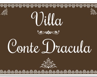 Personalized villa plaque tile 20 x 30 cm with flowers with your writing, your name, house number D36