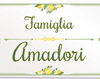 Personalized villa plaque tile 20 x 30 cm with flowers with your writing, your name, house number D27
