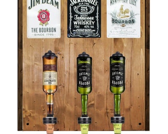 Home Whiskey Bar/Wall-mounted alcohol dispenser/Gift for men/Drink Party Bar/Liquor dispenser/3 bottle holders K5