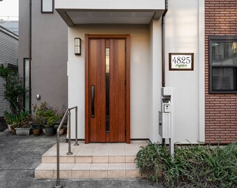 Numéro de maison en bois de 1 à 4 chiffres, plaque de villa Plaques en bois et en porcelaine fabriquées en Italie Numéros de maison personnalisés S2