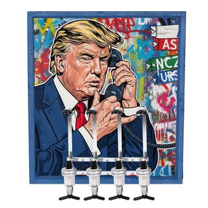 Trump Pop Art Bar whisky dispenser Bar street art drank dispenser Canvas print met lijst en acryl