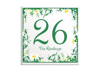 House number Personalized villa plaque tile 15 x 15 cm with your writing C44